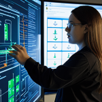 **

A technician meticulously inspecting a complex data pipeline diagram displayed on a large monitor.  Highlight the encryption protocols (AES-256, TLS) and access control layers represented in the pipeline.  Emphasize security with visual cues like padlocks and data streams flowing through guarded pathways.  A dimly lit server room setting with blinking lights.

**
