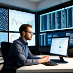 A professional data scientist, fully clothed in a modest business casual outfit, seated at a sleek modern desk. They are intensely focused on multiple large computer screens displaying complex Python code and intricate data visualizations of large datasets. The background reveals a clean, high-tech office environment with ergonomic design and subtle, abstract data patterns in the decor. The individual has perfect anatomy, correct proportions, and a natural pose, with well-formed hands, proper finger count, and natural body proportions. Professional photography, high quality, studio lighting, professional, safe for work, appropriate content, fully clothed.