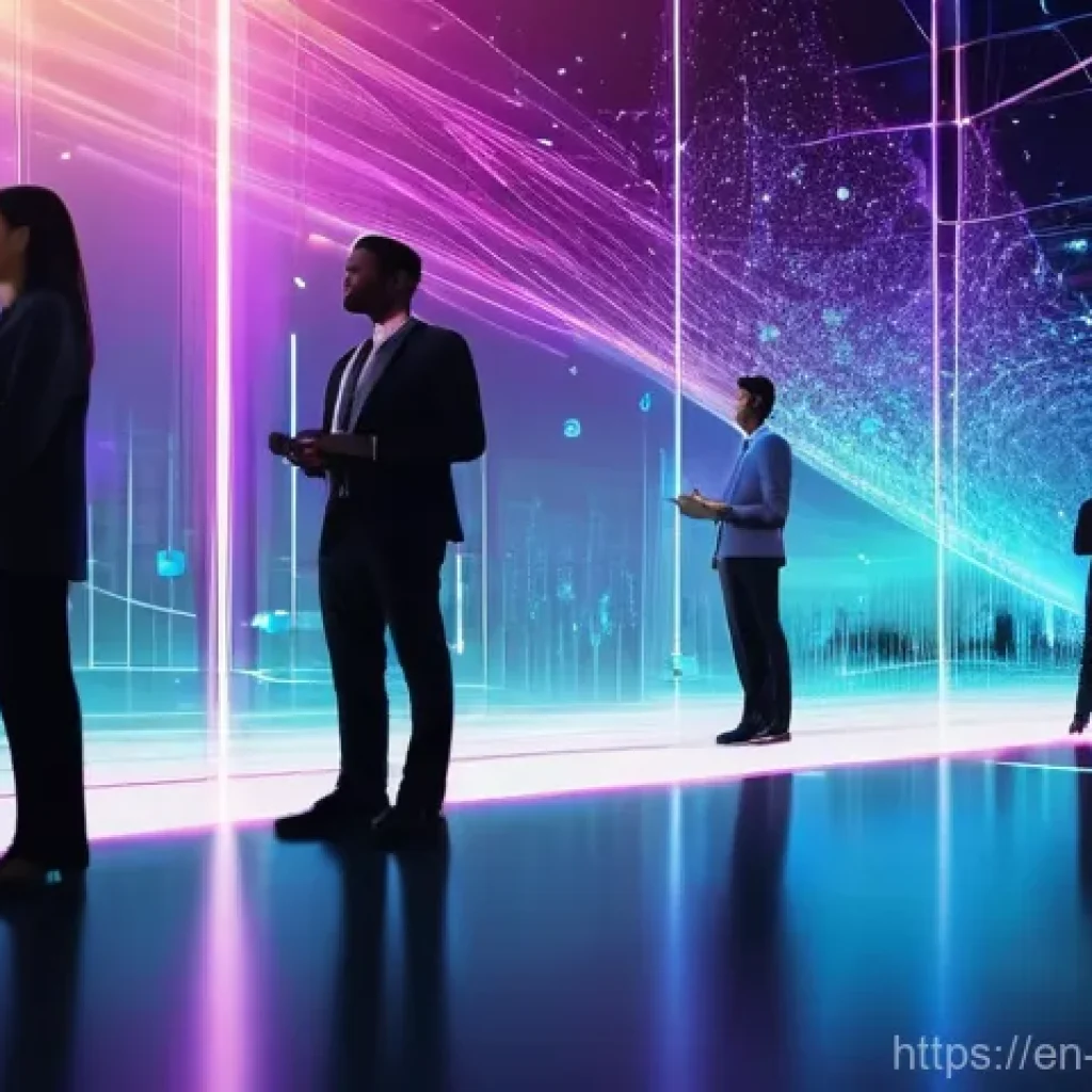 빅데이터 관련 정책과 규제 변화 - **Prompt:** A diverse group of young adults, dressed in smart business casual attire, standing confi...