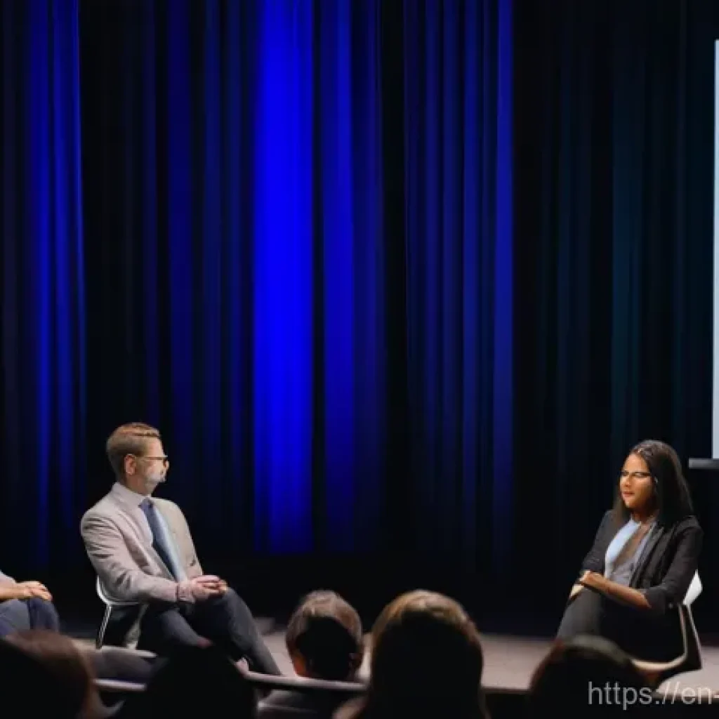 빅데이터 기술자의 학술 발표 준비 가이드 - **A data presenter engaging a diverse audience with simplified insights.** A confident female presen...