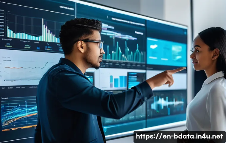 빅데이터 기술자의 새로운 업무 환경 적응 - **Prompt:** A diverse group of professional big data engineers (male and female, various ethnicities...