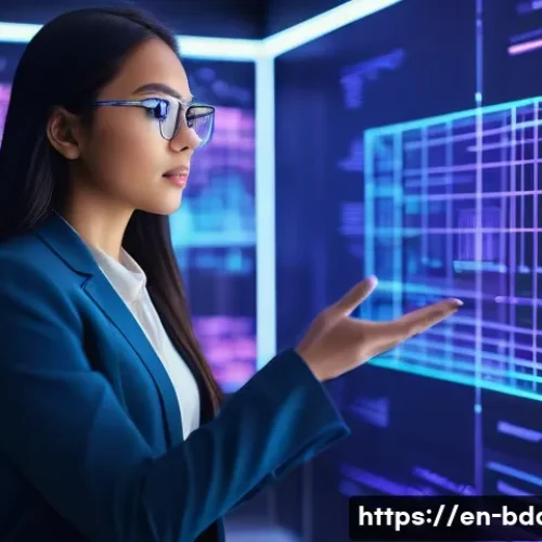 Home 31 빅데이터 기술자 포트폴리오 작성법 - **Prompt 1: The Data Architect's Vision**
"A sophisticated, high-angle shot of a female data arc...