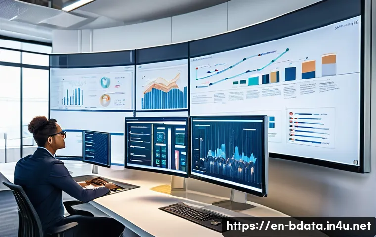 빅데이터 기술자와 대용량 데이터 처리 기술 - A modern data engineering workspace with diverse professionals collaborating around large transparen...