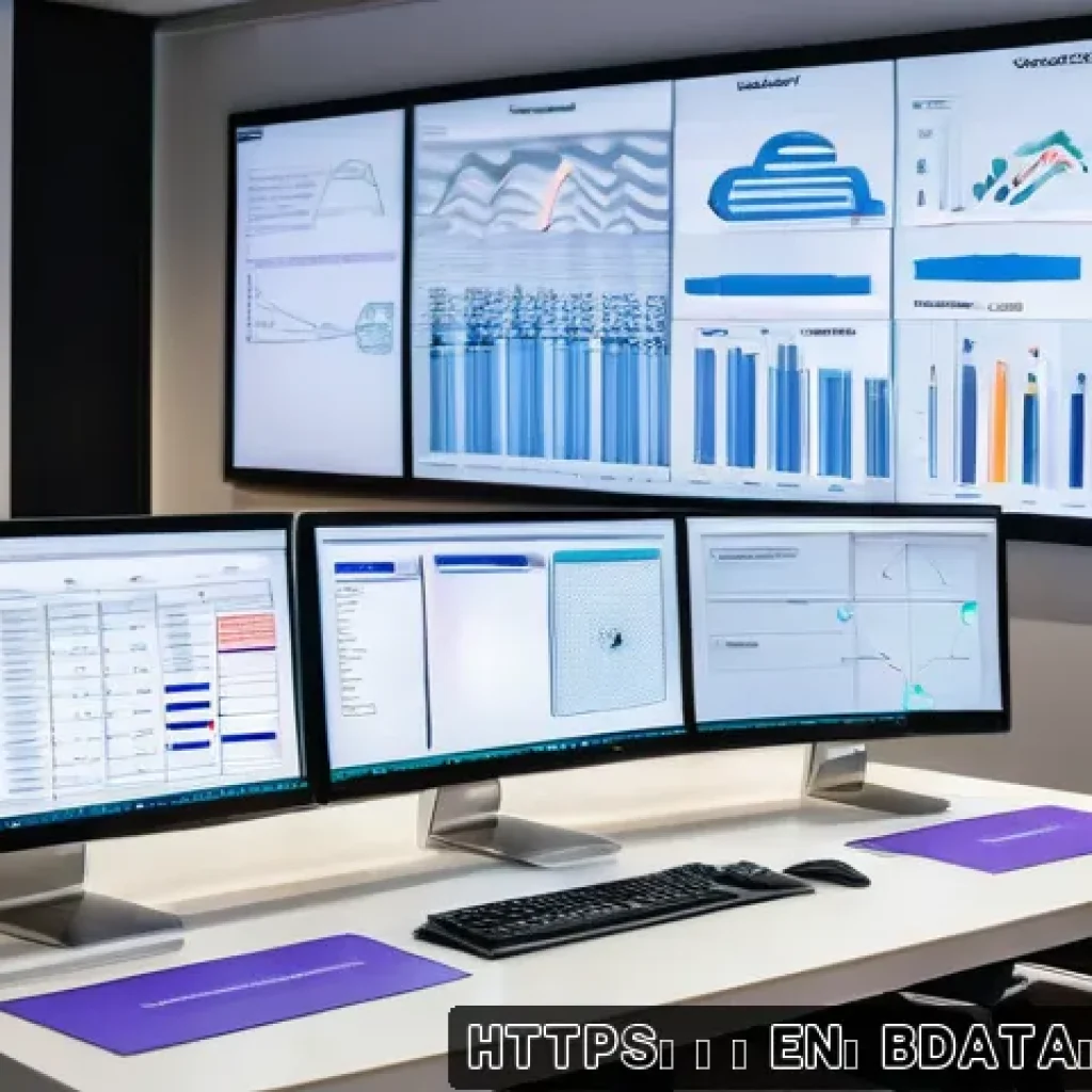 빅데이터 기술자의 데이터 모델링 방법 - A detailed, modern data engineering workspace showcasing a large, high-resolution monitor displaying...