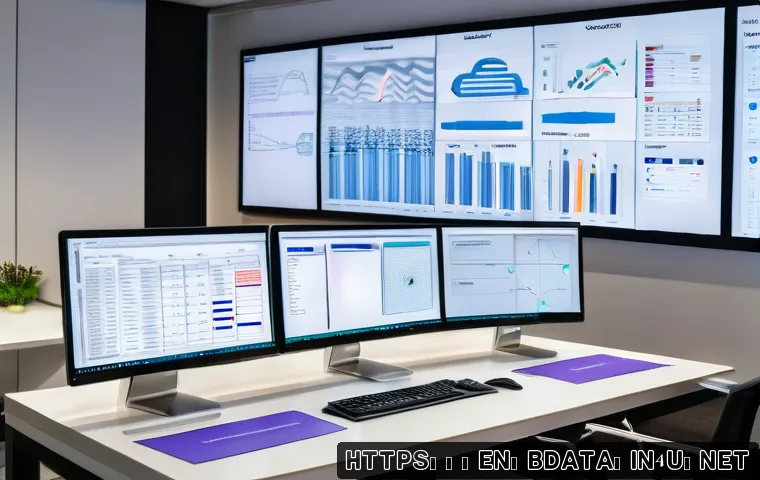 빅데이터 기술자의 데이터 모델링 방법 - A detailed, modern data engineering workspace showcasing a large, high-resolution monitor displaying...