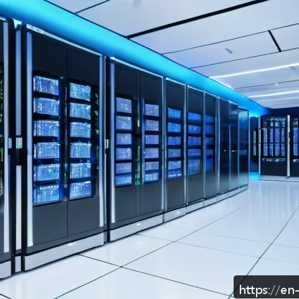 빅데이터 기술자를 위한 멘토링 가이드 - A detailed, modern data center control room featuring large digital screens displaying real-time big...