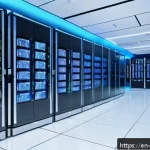 빅데이터 기술자를 위한 멘토링 가이드 - A detailed, modern data center control room featuring large digital screens displaying real-time big...