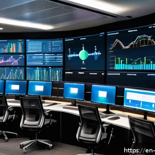빅데이터 기술자의 데이터 흐름 설계 - A high-tech data operations center with multiple large screens displaying real-time data pipelines, ...