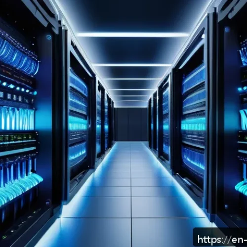 빅데이터 기술자와 데이터 웨어하우스 - A futuristic data center interior showcasing rows of sleek, modern servers and nodes interconnected ...
