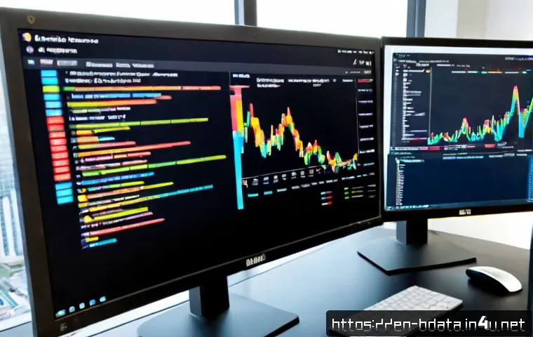 빅데이터 기술자와 파이썬의 고급 활용법 - Photorealistic modern data scientist in a bright North American tech office, seated at a clean dual-...